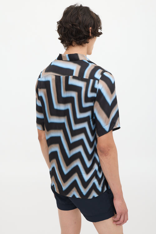 Paul Smith Light Blue 
Multicolour Zigzag Shirt