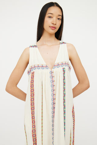 Pearl 
Caviar Cream 
Multi Embroidered Maxi Dress