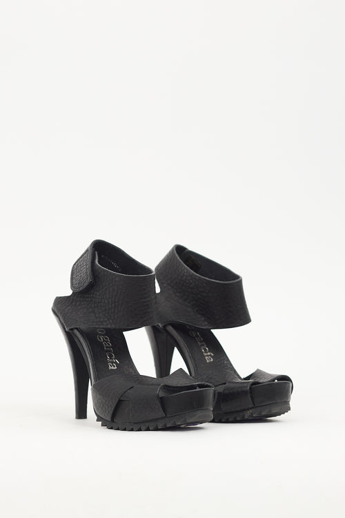 Pedro Garcia Black Leather Cut Out Heel