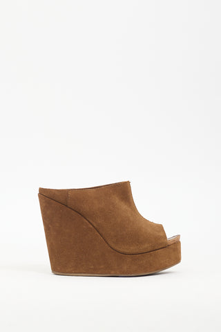 Pedro Garcia Brown Suede Wedge Mule