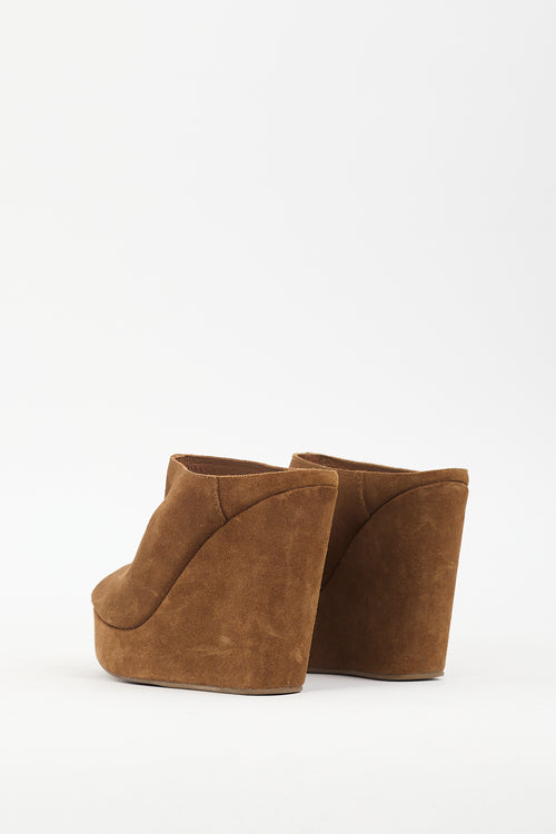 Pedro Garcia Brown Suede Wedge Mule