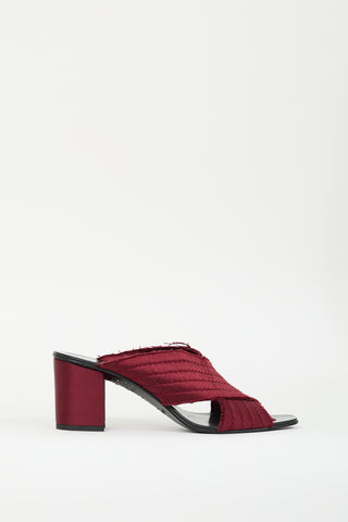 Pedro Garcia Red Distressed Satin Crisscross Mule