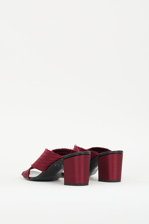 Pedro Garcia Red Distressed Satin Crisscross Mule