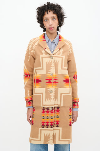 Pendleton Brown 
Multi Wool Geometric Long Coat