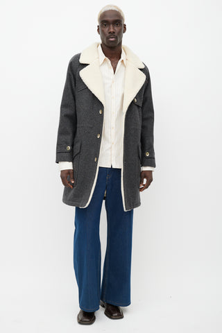 Pendleton Grey 
Cream Wool Sherpa Coat