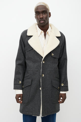 Pendleton Grey 
Cream Wool Sherpa Coat