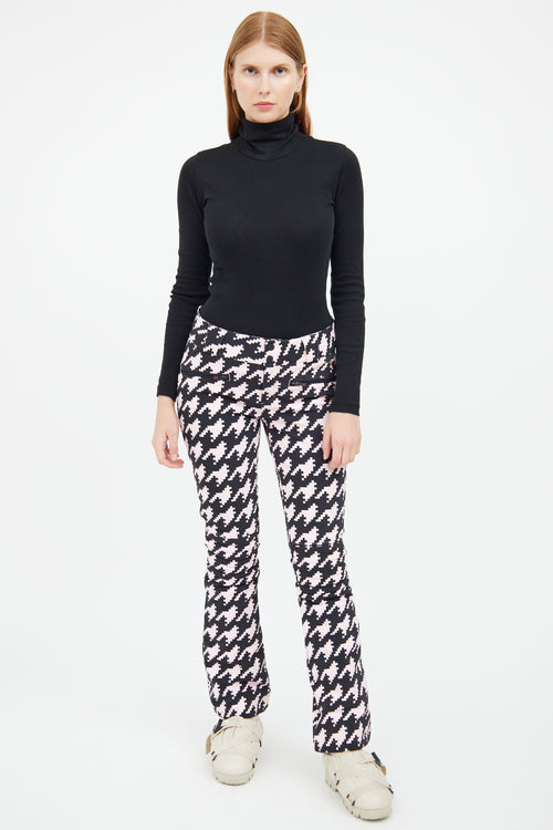 Perfect Moment Black 
Pink Houndstooth Aurora Flare Ski Pant