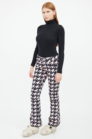 Perfect Moment Black 
Pink Houndstooth Aurora Flare Ski Pant