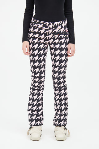 Perfect Moment Black 
Pink Houndstooth Aurora Flare Ski Pant