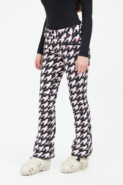 Perfect Moment Black 
Pink Houndstooth Aurora Flare Ski Pant