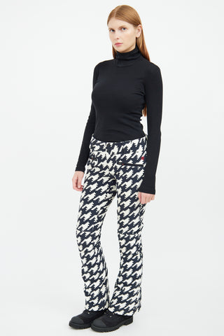 Perfect Moment Black 
White Houndstooth Aurora Flare Ski Pant