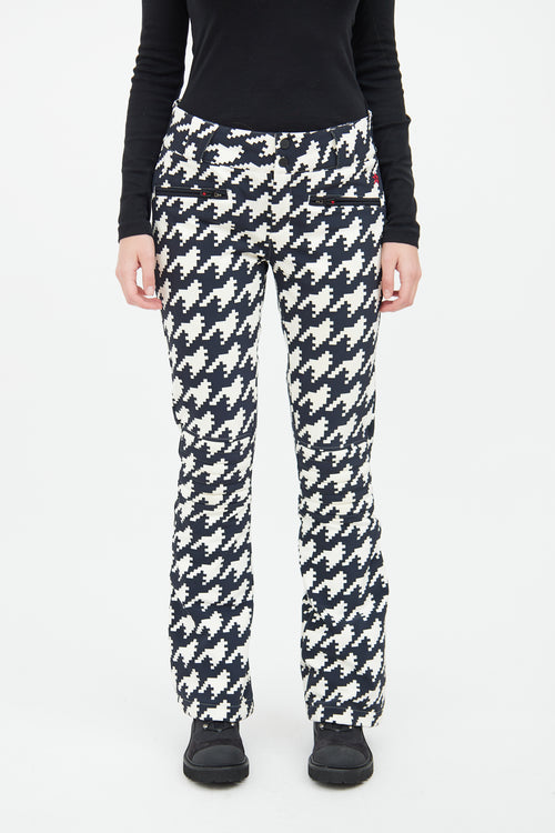 Perfect Moment Black 
White Houndstooth Aurora Flare Ski Pant