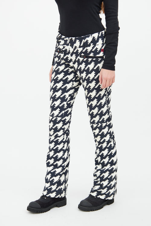 Perfect Moment Black 
White Houndstooth Aurora Flare Ski Pant