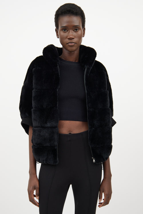 VSP Archive Black Fur Panelled Batwing Jacket