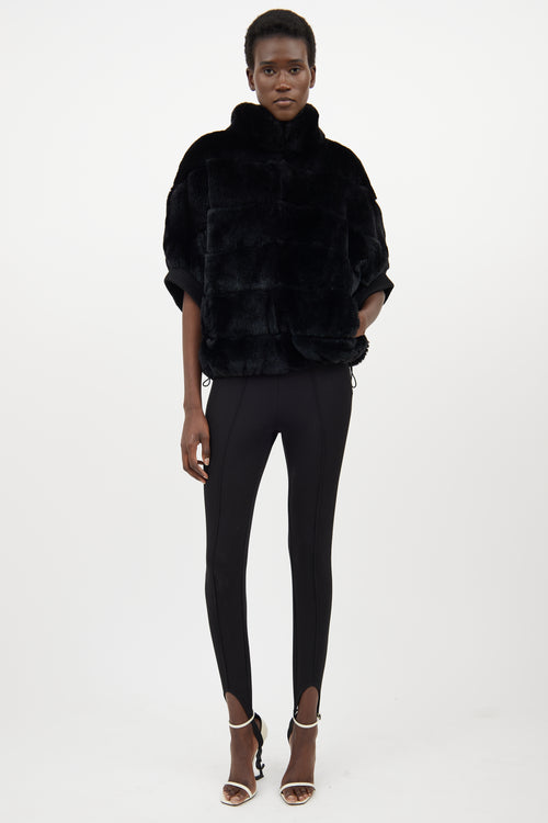 VSP Archive Black Fur Panelled Batwing Jacket