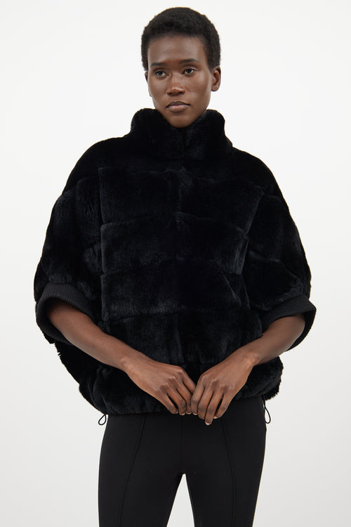 VSP Archive Black Fur Panelled Batwing Jacket