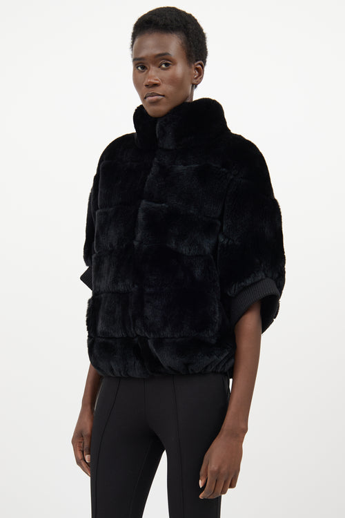 VSP Archive Black Fur Panelled Batwing Jacket