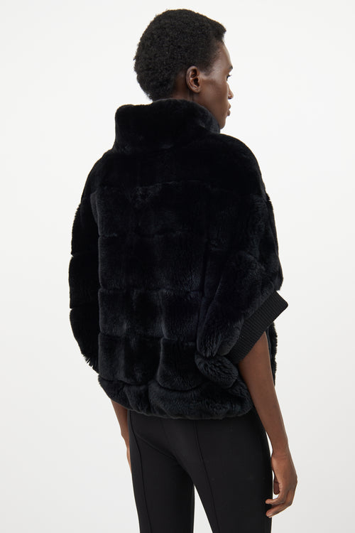 VSP Archive Black Fur Panelled Batwing Jacket