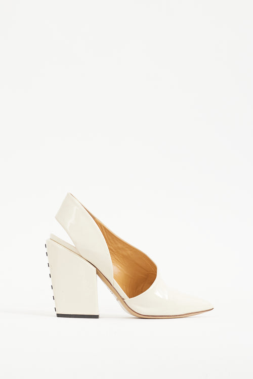 Petar Petrov Cream Patent Leather Siri Slingback Heel