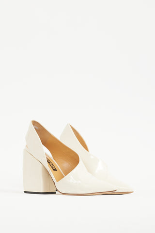 Petar Petrov Cream Patent Leather Siri Slingback Heel