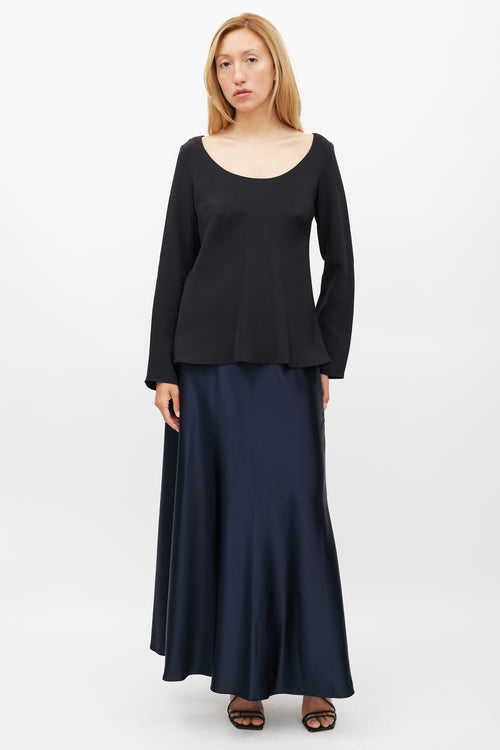 Peter Cohen Black Silk Scoop Neck Top