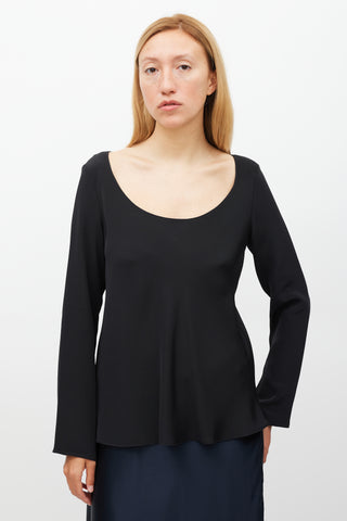 Peter Cohen Black Silk Scoop Neck Top