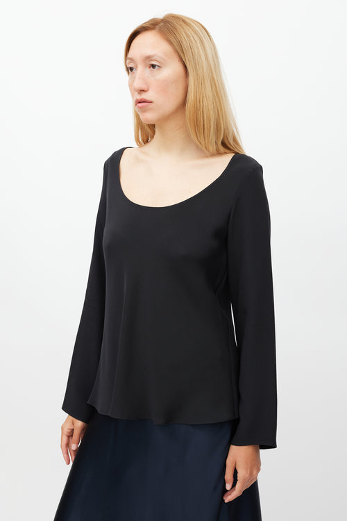 Peter Cohen Black Silk Scoop Neck Top