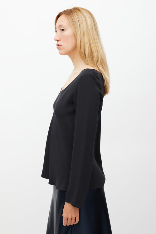 Peter Cohen Black Silk Scoop Neck Top