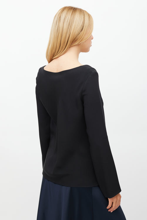 Peter Cohen Black Silk Scoop Neck Top