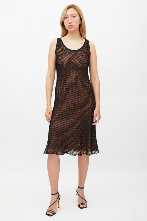 Peter Cohen Brown 
Black Mesh Sequin Dress