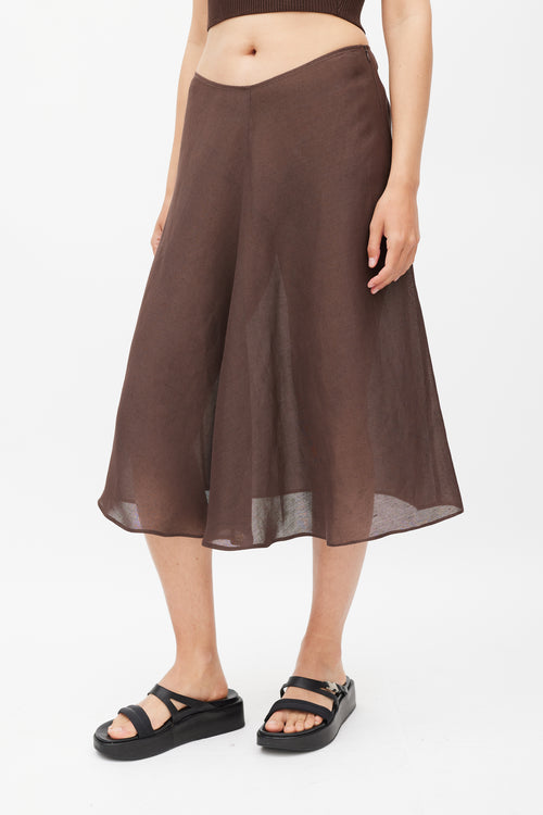 Peter Cohen Brown 
Gold Linen Skirt