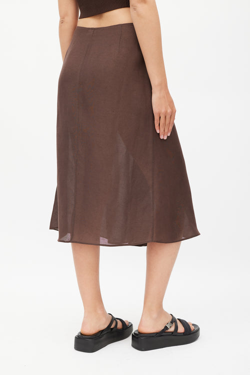 Peter Cohen Brown 
Gold Linen Skirt