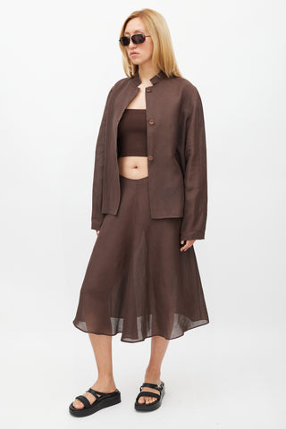 Peter Cohen Brown 
Gold Linen Skirt