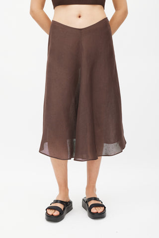 Peter Cohen Brown 
Gold Linen Skirt