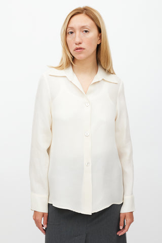 Peter Cohen Cream 
Gold Organza Silk Shirt