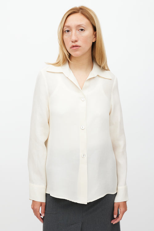 Peter Cohen Cream 
Gold Organza Silk Shirt