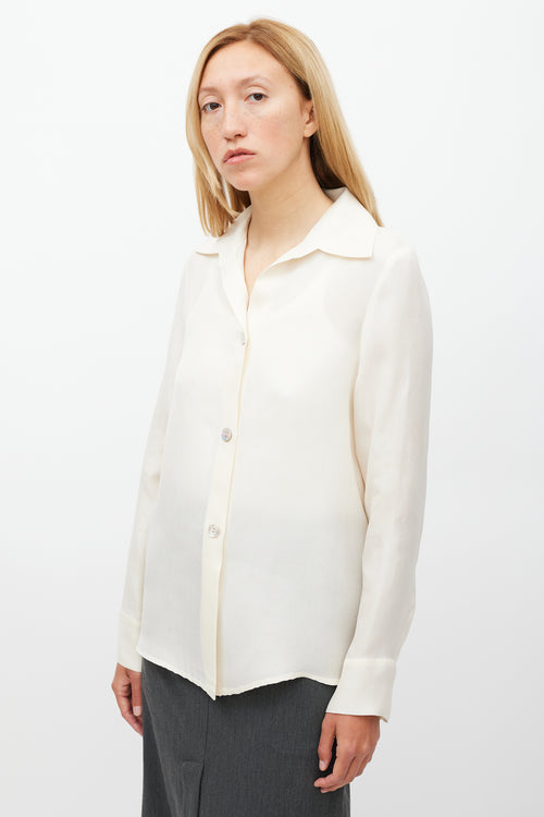 Peter Cohen Cream 
Gold Organza Silk Shirt