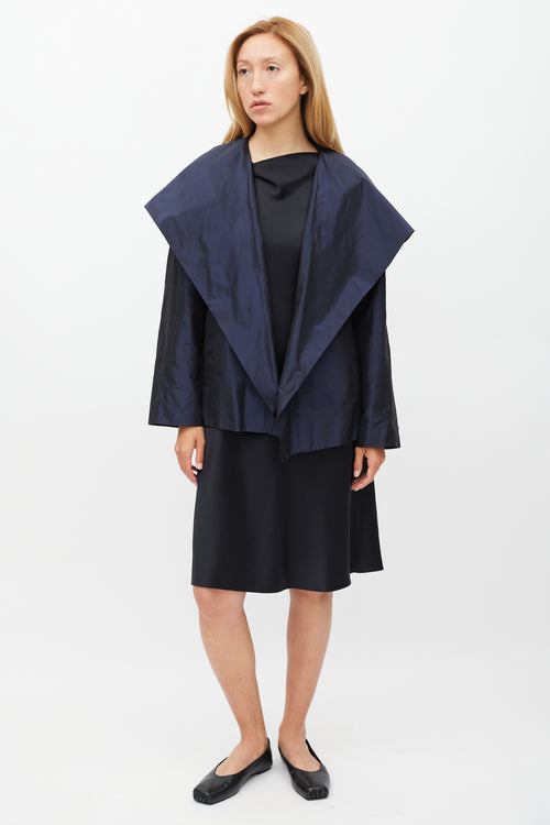 Peter Cohen Navy 
Gold Silk Hooded Jacket