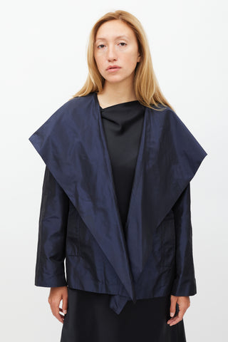 Peter Cohen Navy 
Gold Silk Hooded Jacket