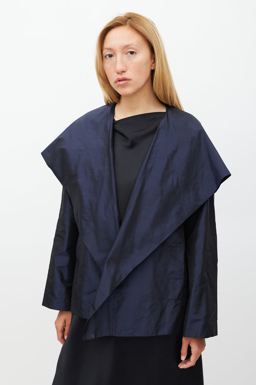 Peter Cohen Navy 
Gold Silk Hooded Jacket