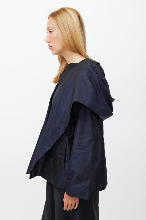 Peter Cohen Navy 
Gold Silk Hooded Jacket