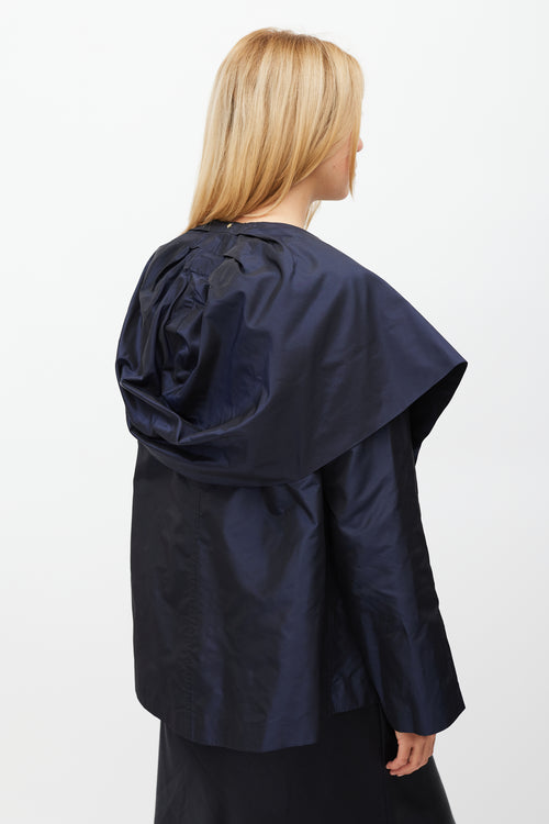 Peter Cohen Navy 
Gold Silk Hooded Jacket