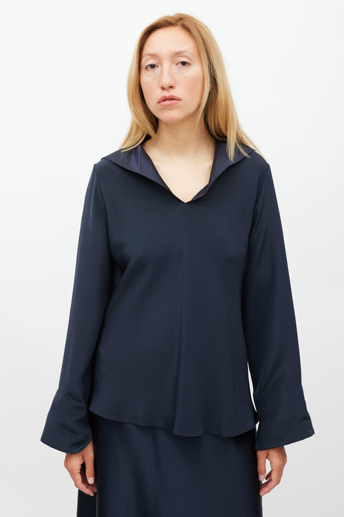 Peter Cohen Navy 
Gold Silk Metallic Top