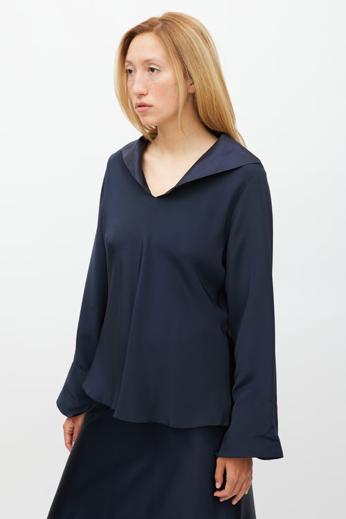 Peter Cohen Navy 
Gold Silk Metallic Top