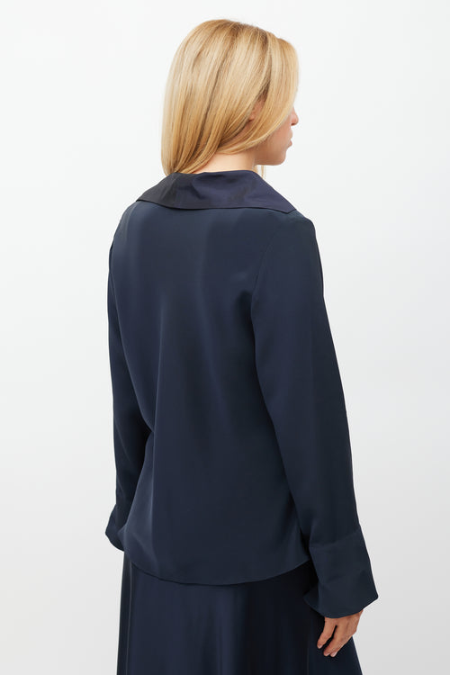 Peter Cohen Navy 
Gold Silk Metallic Top