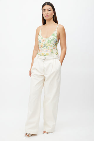 Peter Do Cream Wide Leg Belted Jeans