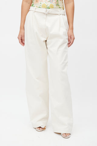 Peter Do Cream Wide Leg Belted Jeans