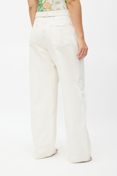 Peter Do Cream Wide Leg Belted Jeans