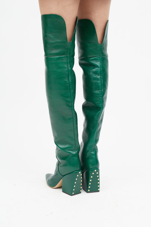 Peter Petrov Green Leather Thigh High Boot