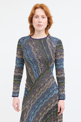 Peter Pilotto Navy 
Multi Knit Lace Dress